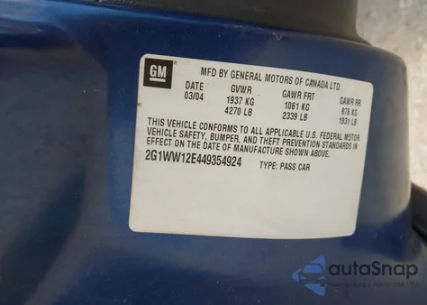 2004 Chevrolet Monte Carlo Ls из США, поврежденный, VIN 2G1WW12E449354924